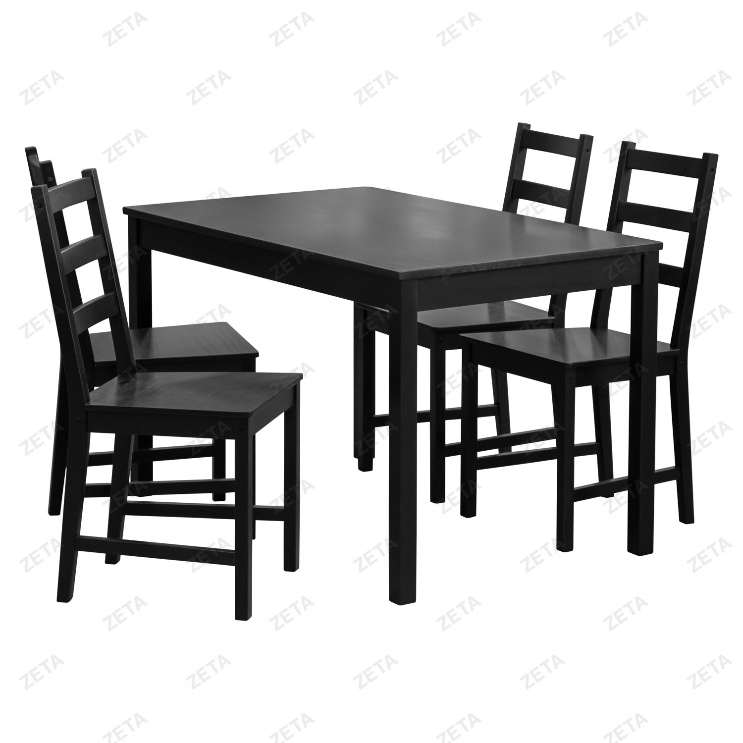 Столовый комплект от производителей IKEA: стол + 4 стула "Ladder Back" (чёрный) (ВИ)
