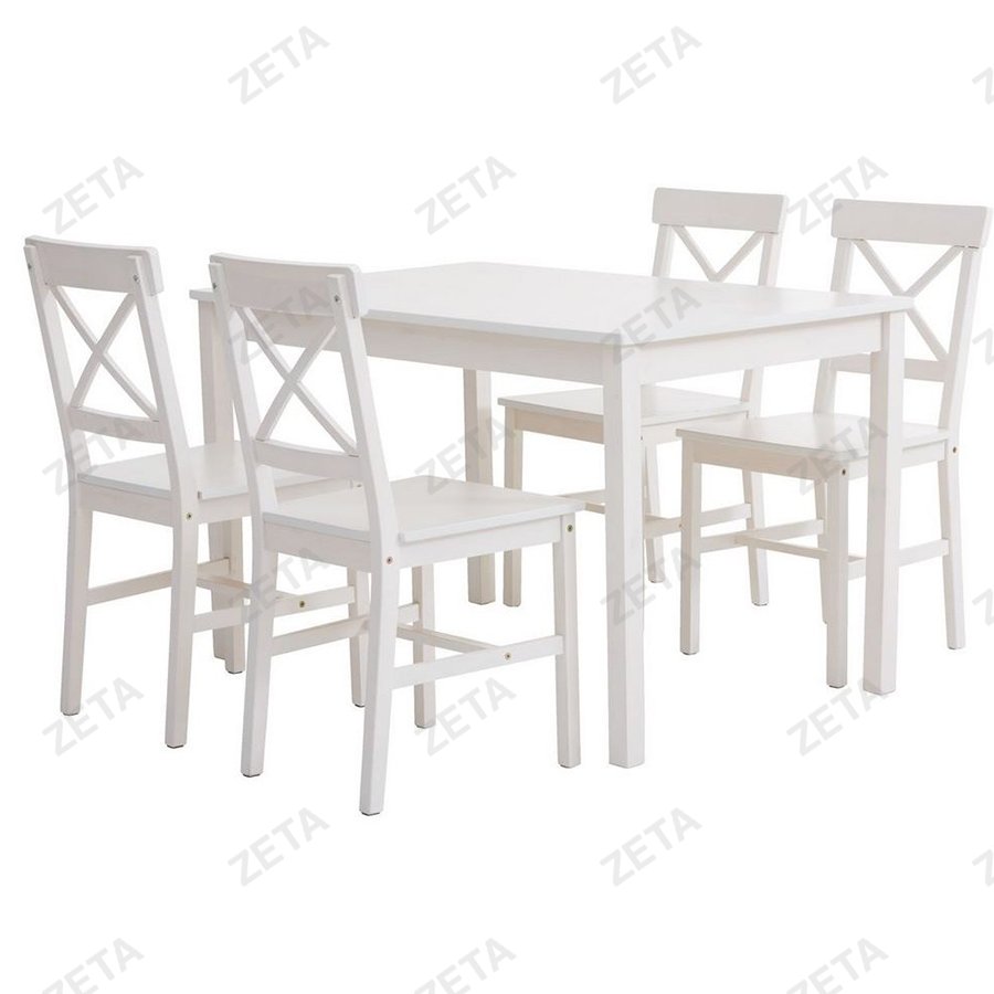 Столовый комплект от производителей IKEA: стол + 4 стула "X back" (белый) (ВИ) - изображение 1