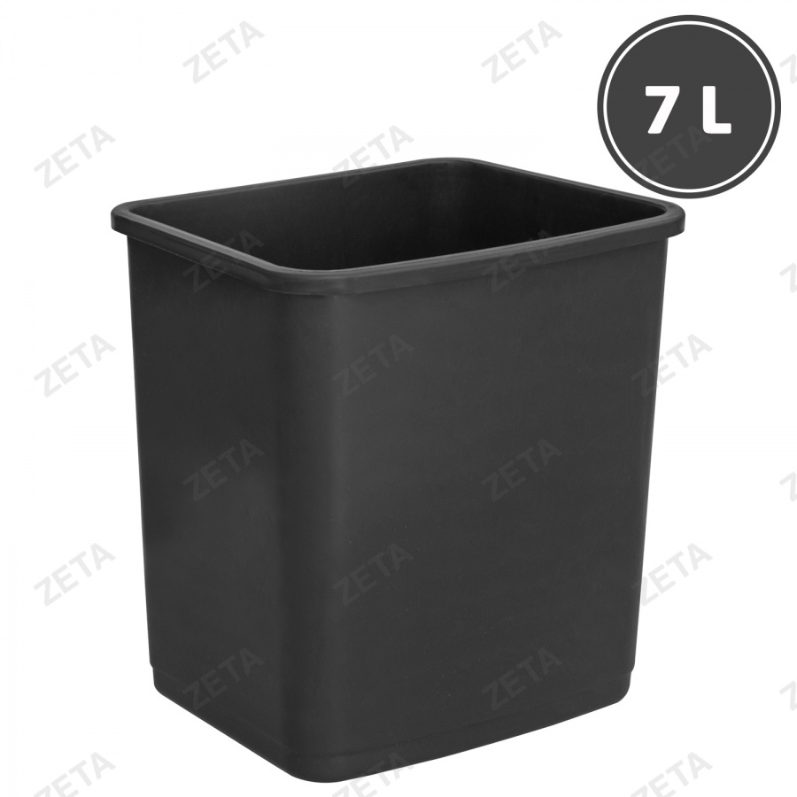 Ведро для мусора без клапана, чёрное "М" (7 л.) - изображение 1