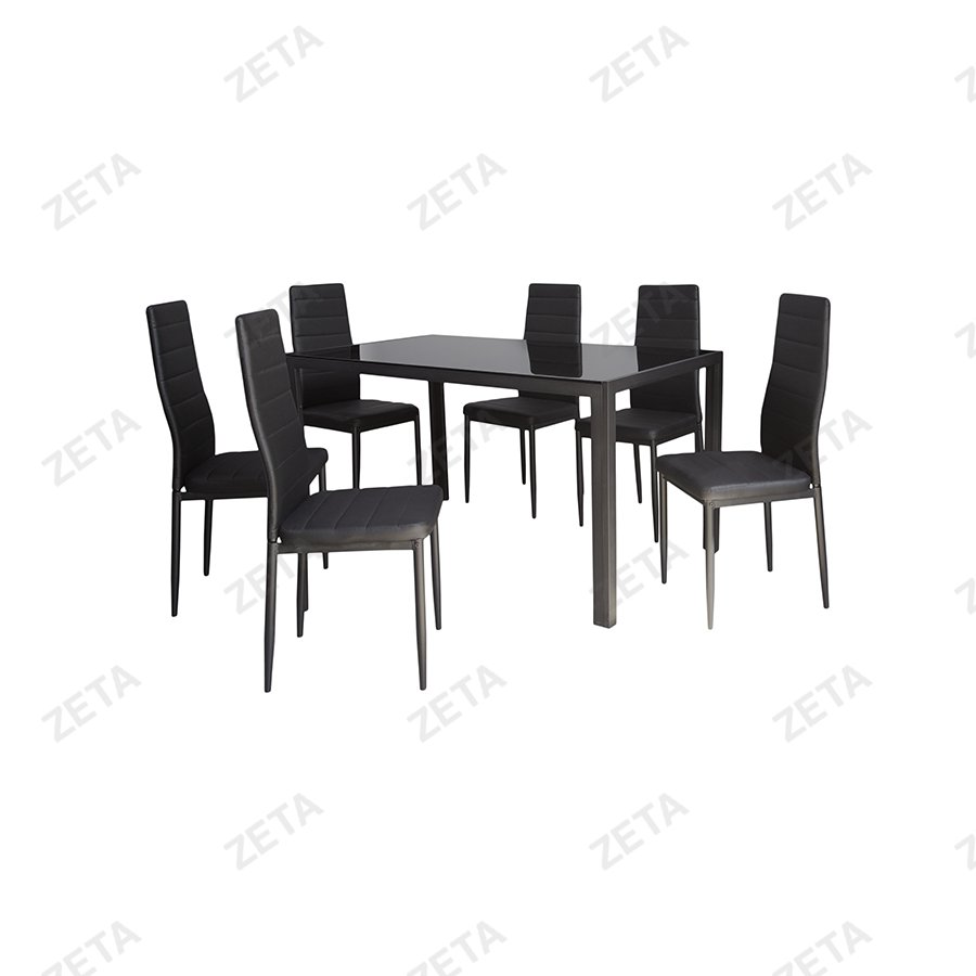 Столовый комплект №DT-97: стол + 6 стульев (чёрный) (ВИ) - изображение 1