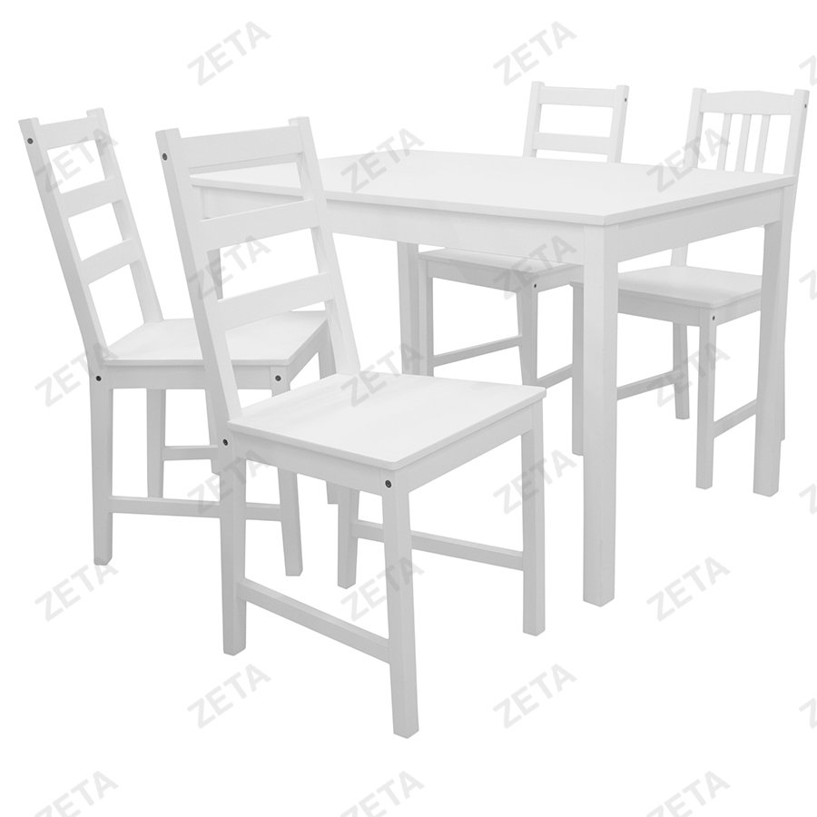 Столовый комплект от производителей IKEA: стол + 4 стула "Ladder Back" (белый) (ВИ) - изображение 1