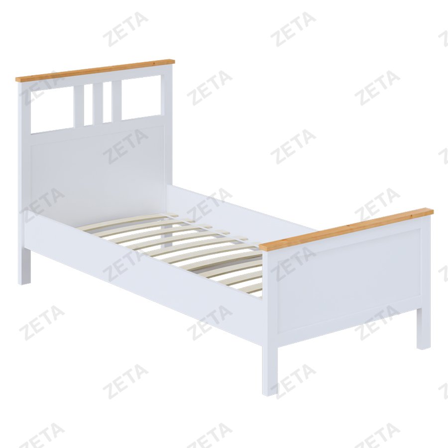 Кровать одинарная "Кымор" (900*2000 мм.) №5031310111 (белый/светло-коричневый) (Лузалес-РФ)