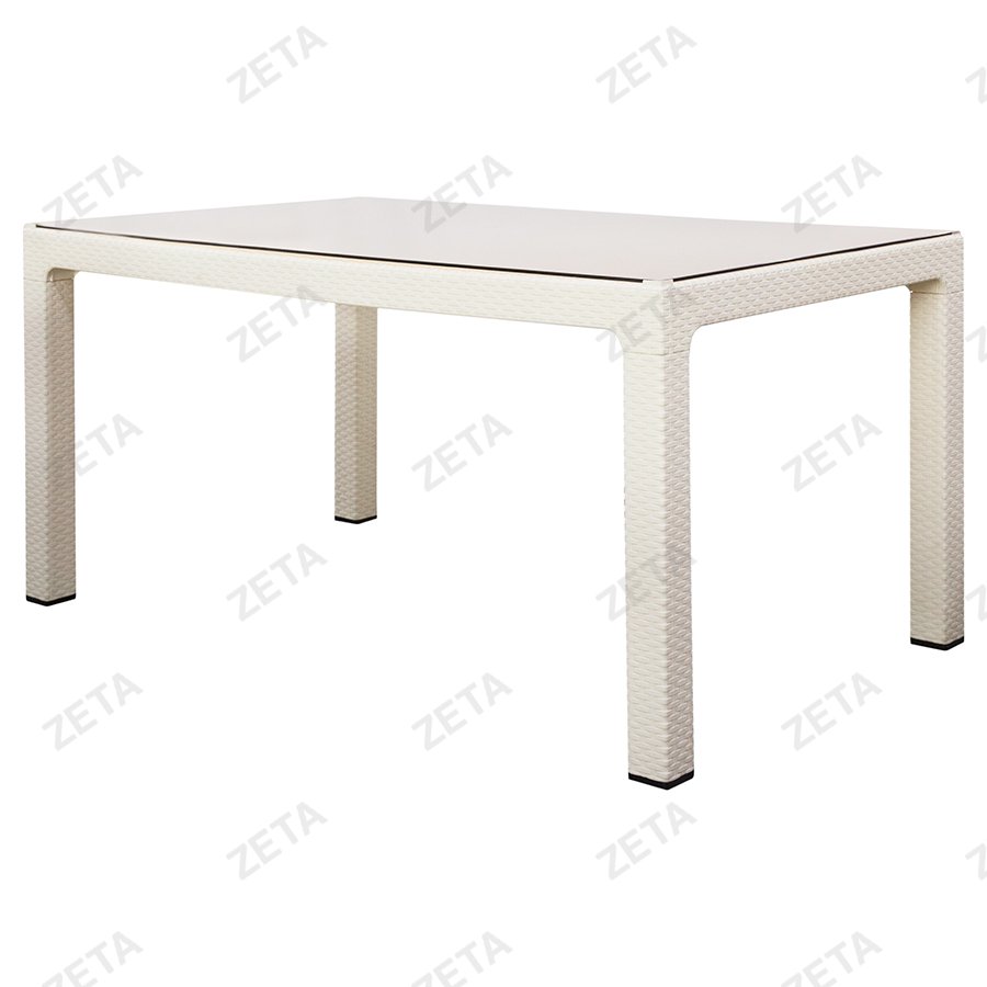 Стол прямоугольный со стеклом Premium (белый) (Уз-S) - изображение 1