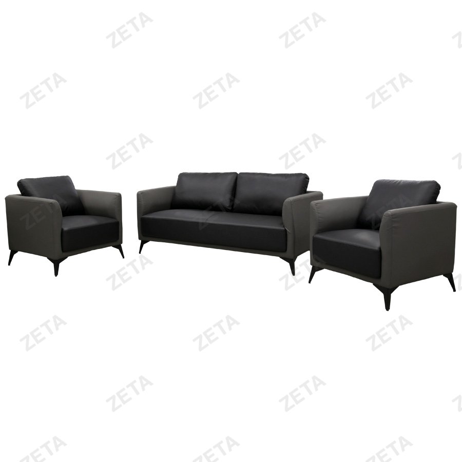 Комплект мебели: диван + 2 кресла №SF-077 (чёрный/серый) (ВИ)